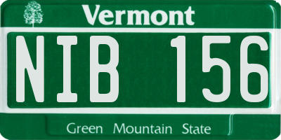 VT license plate NIB156