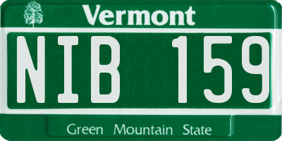 VT license plate NIB159