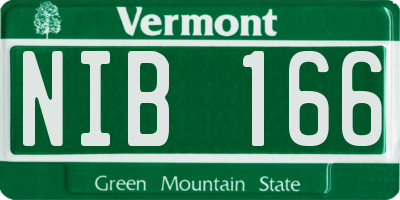 VT license plate NIB166