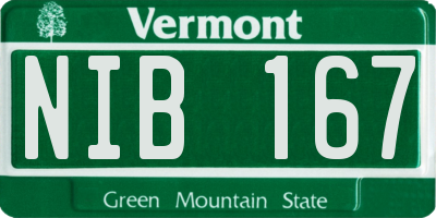 VT license plate NIB167