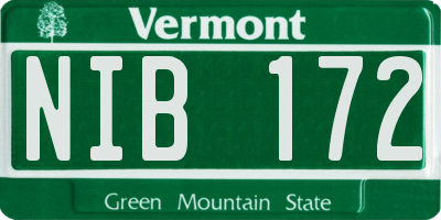 VT license plate NIB172