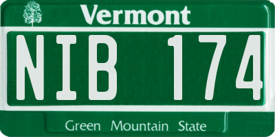 VT license plate NIB174