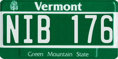 VT license plate NIB176