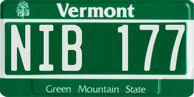 VT license plate NIB177