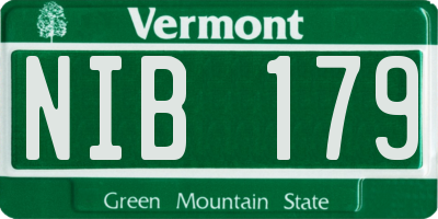 VT license plate NIB179