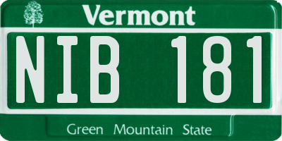 VT license plate NIB181