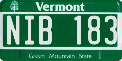 VT license plate NIB183