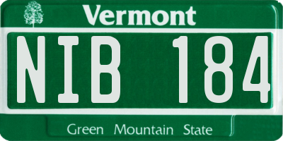 VT license plate NIB184