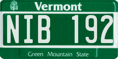 VT license plate NIB192