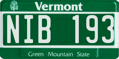 VT license plate NIB193