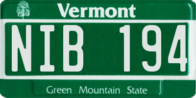 VT license plate NIB194