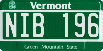 VT license plate NIB196