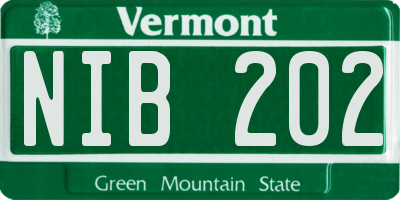 VT license plate NIB202