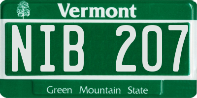 VT license plate NIB207