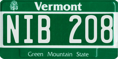 VT license plate NIB208
