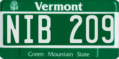 VT license plate NIB209