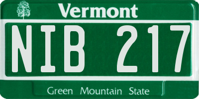VT license plate NIB217