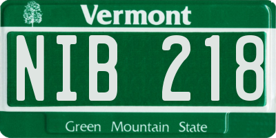 VT license plate NIB218