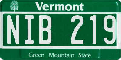 VT license plate NIB219