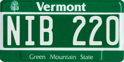 VT license plate NIB220