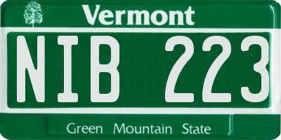 VT license plate NIB223