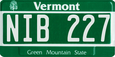 VT license plate NIB227