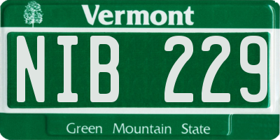 VT license plate NIB229