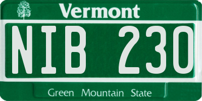 VT license plate NIB230