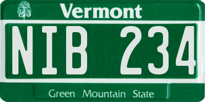 VT license plate NIB234