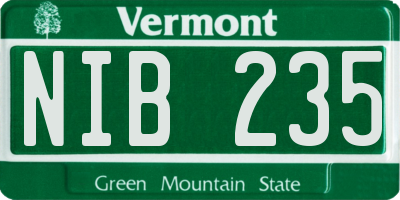 VT license plate NIB235