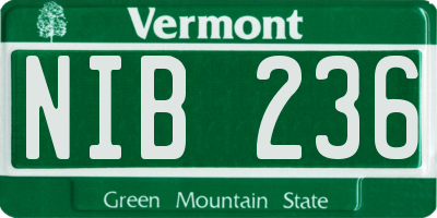 VT license plate NIB236