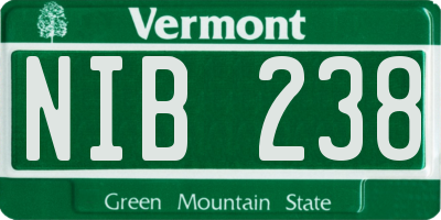 VT license plate NIB238