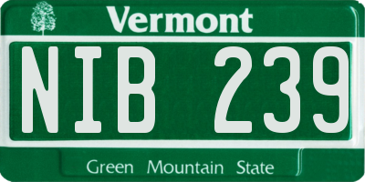 VT license plate NIB239