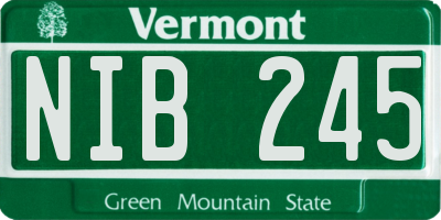VT license plate NIB245
