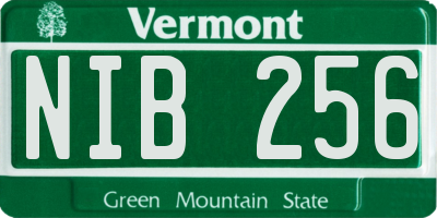 VT license plate NIB256