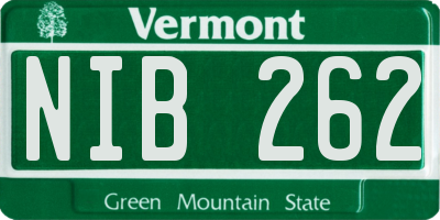 VT license plate NIB262