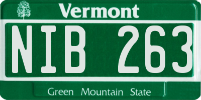 VT license plate NIB263
