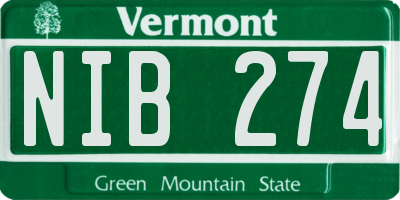 VT license plate NIB274