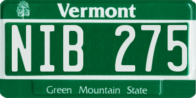VT license plate NIB275