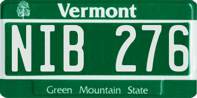 VT license plate NIB276