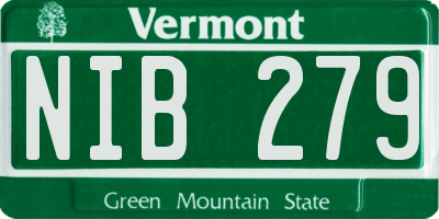 VT license plate NIB279