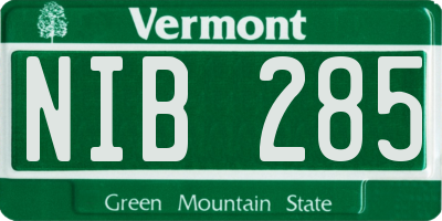 VT license plate NIB285