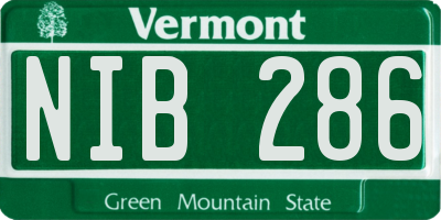 VT license plate NIB286