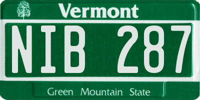 VT license plate NIB287