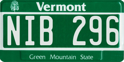 VT license plate NIB296