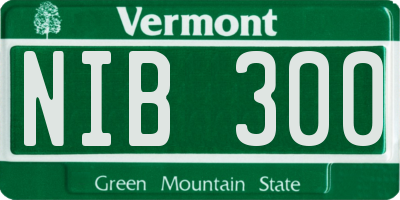 VT license plate NIB300