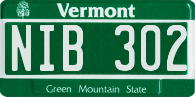 VT license plate NIB302