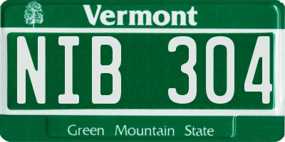 VT license plate NIB304