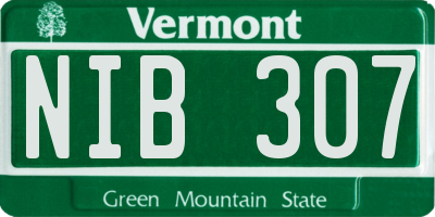 VT license plate NIB307