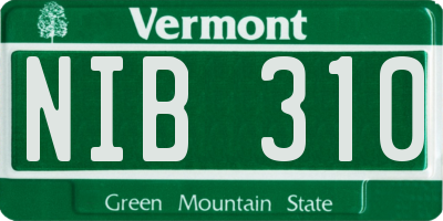 VT license plate NIB310